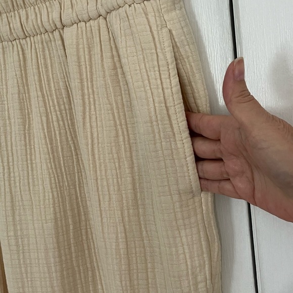 Wonderly 100% Cotton Gauze Cream Wide Leg Pull On Pants Beachy Boho Size Large - Picture 6 of 13